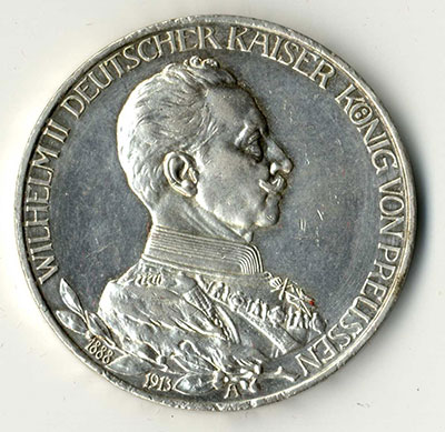 3 Mark 1913 A Wilhelm II Kaiser - Avers