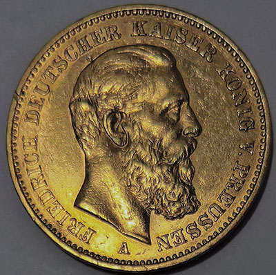 20 Goldmark Preußen 1888 A Friedrich III. - Avers