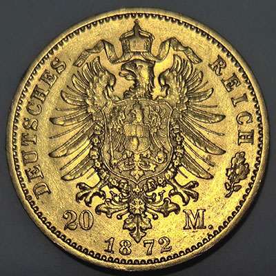 20 Goldmark Preußen 1872 B Wilhelm I. - Revers