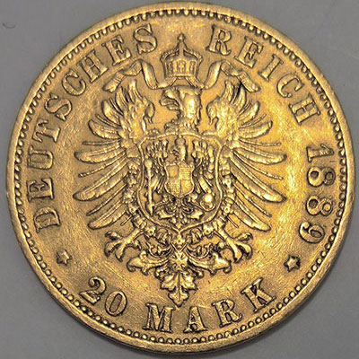 20 Goldmark Preußen 1888 A Friedrich III. - Revers