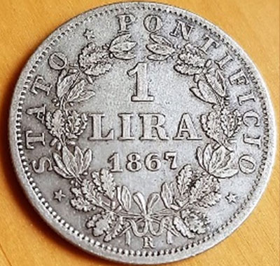 1-Lira-1867_Vatikanstaat_Revers