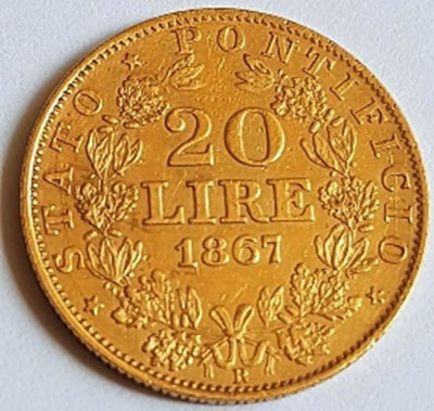 20-Lire-1867_Vatikanstaat_Revers