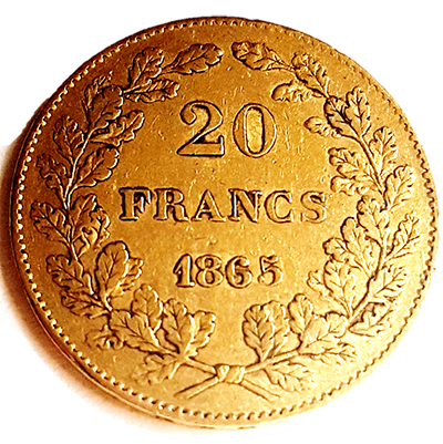 Belgien 20 Francs Gold Revers