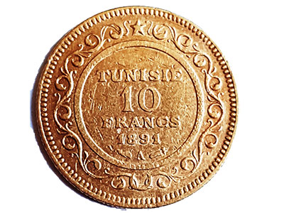 Französisches Protektorat Tunesien-10-Francs-Revers